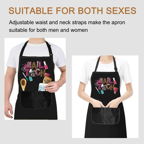 PXTIDY Nail Tech Apron With Pockets Nail Tech Gift Nail Salon Gift Nail Tech Supplies Waterproof Apron Adjustable (NAIL TECH Apron)
