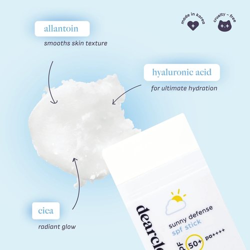 dearcloud Sunny Defense Sunscreen Stick SPF 50+ PA++++ – Korean Sunscreen for Face & Travel Size (.68 oz)