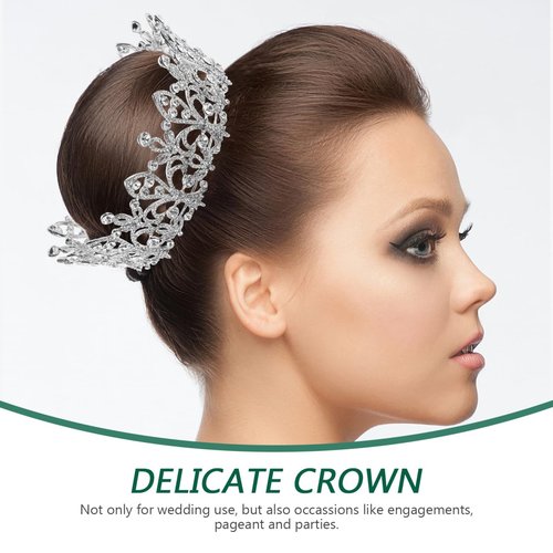 Bridal Rhinestone Crown Tiara Princess Full Round Crystal Crown Wedding Headpiece for Brides