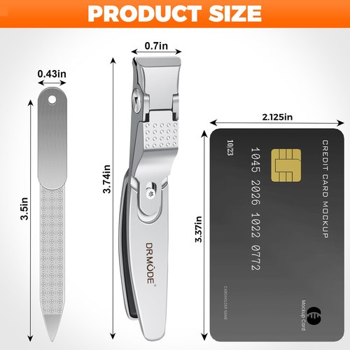 Straight Nail Clippers for Men, German Ergonomic 18mm Large Toenail Clippers for Thick Nails for Seniors with Wide Jaw, Long Handled Nail Cutter Edgy Toe Nail Clipper for Adult with File, Gift for Men