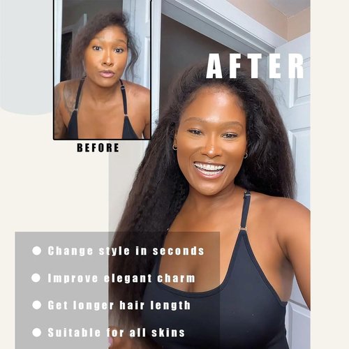 Emistar Afro Kinky Straight Lace Front Wigs Soft As Human Hair Pre Plucked With Baby Hair 180% Density Yaki Straight Transparent HD Lace Wig 200% Density Glueless Wigs for Black Women (13x6, 22 Inch)