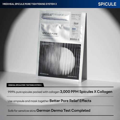 Mediheal Collagen Spicule 3000ppm Intensive Serum – Micro Needle Serum for Pore Care, Soothing & Skin Texture Improvement, 2-Step Pore Care Set,Collagen Spicule Ampoule and Gel Mask Set,4 pcs