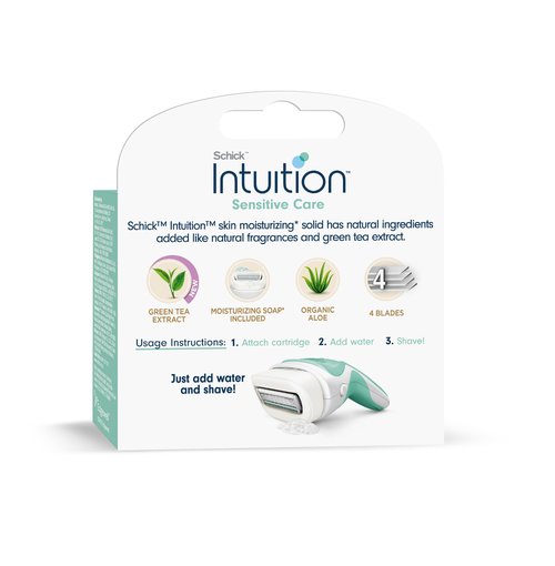 Schick Intuition Sensitive Care Razor Blade Refill Cartridges, 3 Count (Packaging may vary)