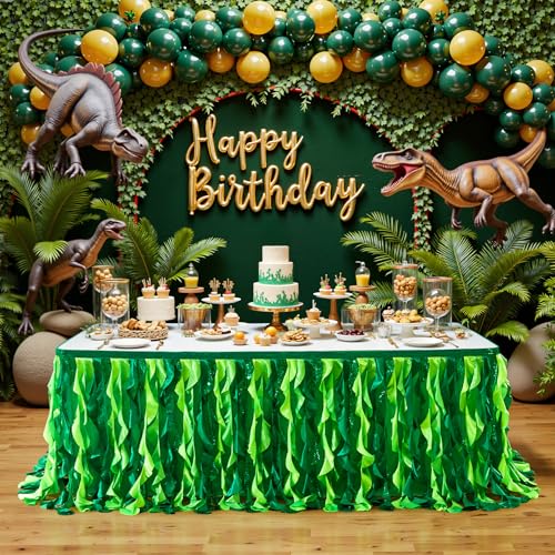Gradient Green Sequin Ruffled Table Skirt for Party & Event Tables - 17Ft