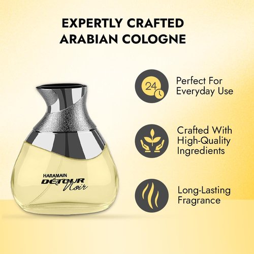Al Haramain Detour Noir Eau de Parfum Spray - Unisex Fragrance, 3.33 Ounce | Captivating Scent