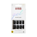 KISS Gel Fantasy Press On Nails - 'Aim High' Black Squoval Shape | Includes 28 Nails & Glue