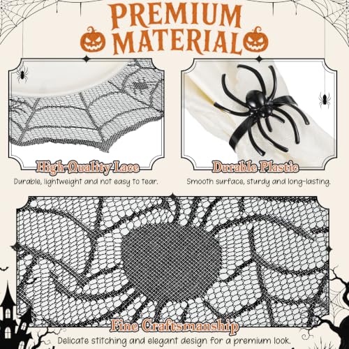 Halloween Spider Table Decoration Set with Web Runner and Lace Placemats
