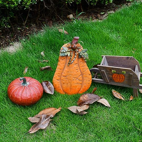 13.5-inch Metal Pumpkin Outdoor Fall Decor - Rustic Porch Halloween & Thanksgiving