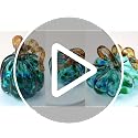 Green Blown Glass Pumpkins Figurines - Fall Thanksgiving Halloween Decor - Set of 3