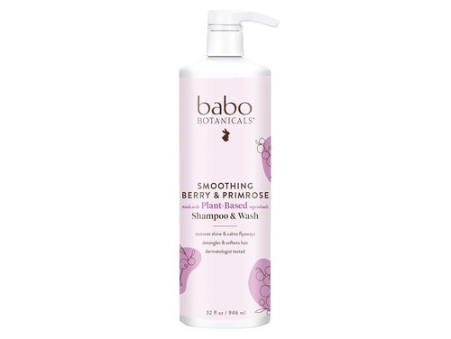 Babo Botanicals Smoothing Berry 2-in-1 Shampoo & Wash - Nourishing Detangler with Evening Primrose Oil - Vegan & Frizz-Free for All Ages