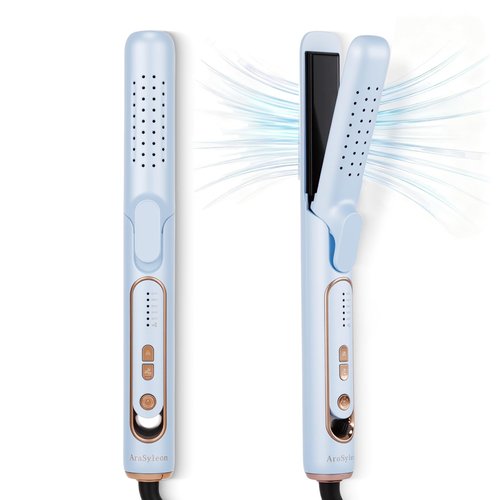 AraSyleon Hair Straightener and Curler, Airflow Curling Iron for Women Short to Long Hair, 5 Settings (280-430°F) Fast Heat Up and Smooth Frizz Create Straight Hair, Safe Dual Voltage