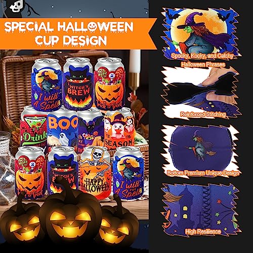 Halloween Can Cooler Sleeves 24 Pack - Shaped Neoprene Drink Insulators for 12 oz Cans & Bottles