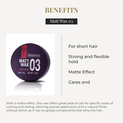 Salerm Pro Line Hair Wax 03 | Strong & Flexible Hold - 50ml - Matte Finish for Short Hair