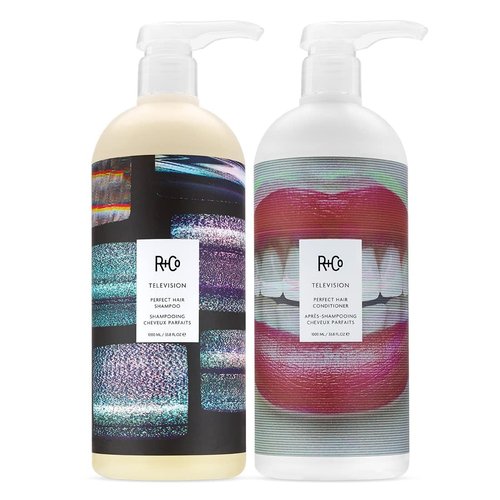 R+Co Television Perfect Hair Shampoo & Conditioner Set - Professional Size for Shine & Strength | Sulfate-Free, Vegan, 33.8 Oz (Pack of 2)