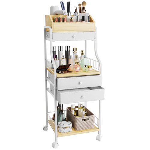 HapiRm Floor Makeup Organizer Storage - Vanity Skincare Make Up Organizers and Storage with Drawers, Cosmetics Display Cases Holder for Skin Care Nail Polish Perfume Makeup Brush