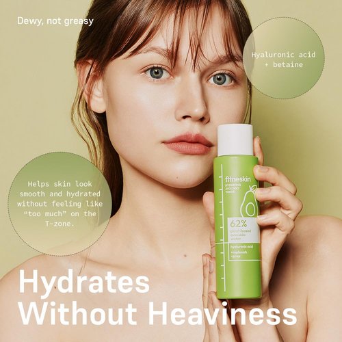 fitneskin Hydrating Avocado Toner, 5.1 Fl Oz (150ml) –62% Plant-Based Avocado Extract + Hyaluronic Acid – Alcohol-Free, Fragrance-Free, Vegan, Dermatologist-Tested, Korean Skincare