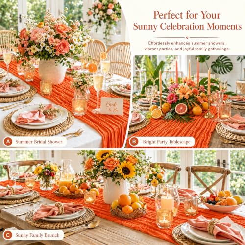 Orange Cheesecloth Table Runner 17x108 Inches Pack of 12 - Rustic Wedding & Event Decor
