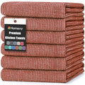 Premium Cotton Kitchen Towels 6 Pack - 18x28 Inches Rust - Soft & Absorbent
