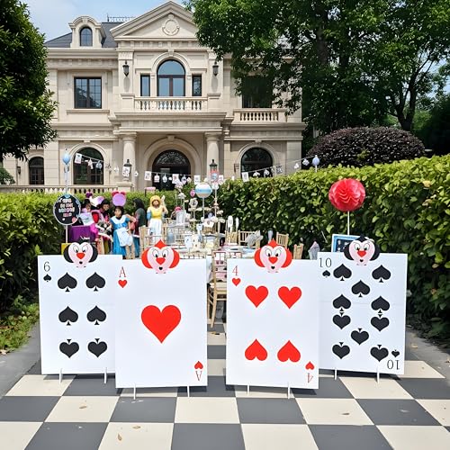 Giant Alice Wonderland Party Decorations 22.9 x 14 Inches with Stakes - Queen Soldier Yard Signs Set