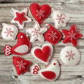 Christmas Felt Ornaments Set - 12 Assorted 3D Snowflake & Holiday Decorations, Red & White Variation