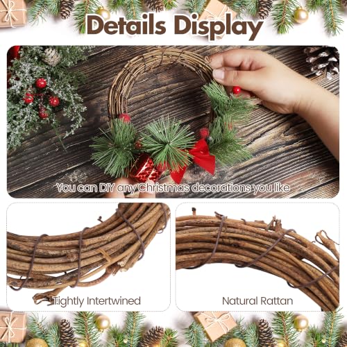 6 Inch Grapevine Wreaths Set - Natural Rattan Garland for Christmas & DIY Decor - 6 Pieces