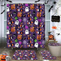 Halloween Bathroom 4-Piece Set with Shower Curtain and Rug - Variation 15