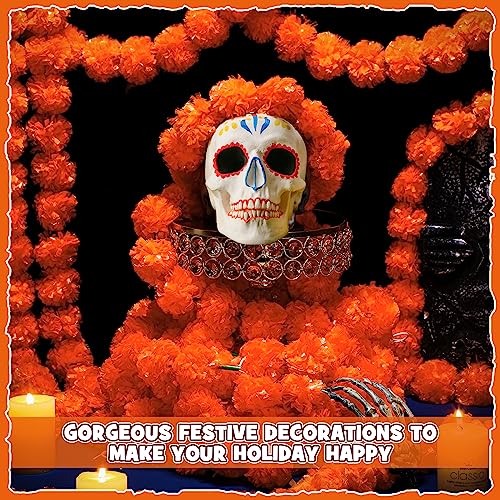 Artificial Marigold Garlands 5 Ft for Day of the Dead Decorations, 30 Pack