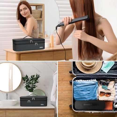 Cruise Essentials 2026 Hair Tools Travel Bag Compatible for Shark Flex Style Dyson Airwrap, Hair Dryer Storage Travel Case, Haircare Accessories Organizer Double Layer Design & Shock Absorption