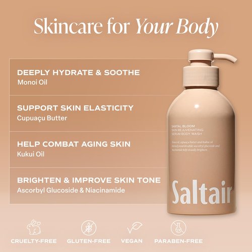 Saltair Body Wash - Moisturizing Luxury Shower Gel with Monoi Oil & Cupuacu Butter | 2-Pack 17oz Pump Bottles