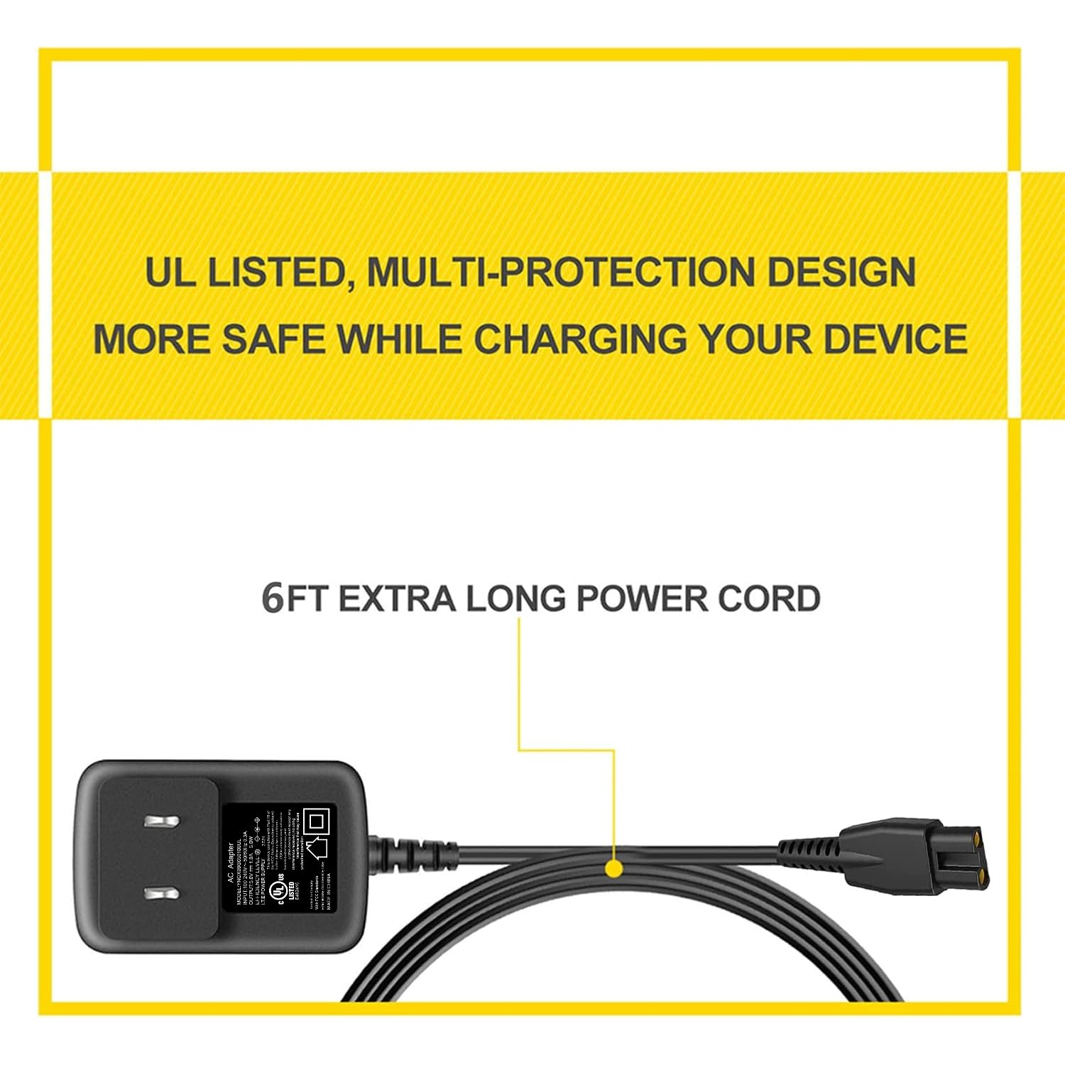 VIFOCUFY AC Adapter for Skull Shaver Power Cord for Pitbull Silver Gold Platinum Pro Charger Replacement for Butterfly Kiss Clippers Charging Cord with UL Listed