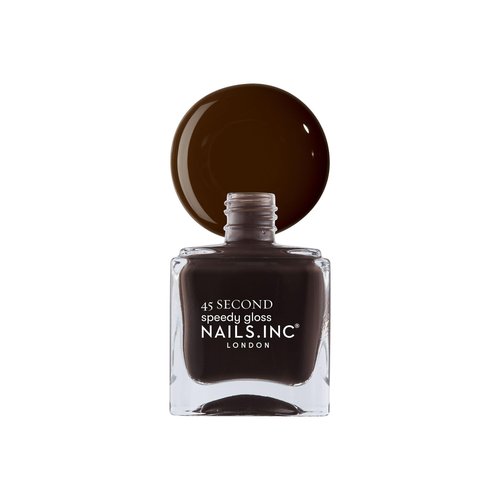 Nails Inc 45 Second Speedy Gloss, Chelsea, Dark Brown, Glossy, No Chip, Long Lasting, Quick Dry, Air Dry, Professional Manicures & Pedicures, Fingernails & Toenails, Vegan Nail Polish, 0.47 Fl Oz