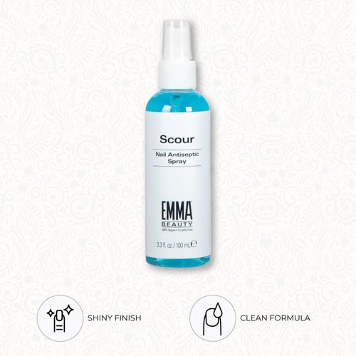 EMMA Beauty Scour Nail Antiseptic Spray, Nail Surface Cleanser and Cleaning Solution, 12+ Free Formula, 100% Vegan & Cruelty-Free, 3.3 oz.