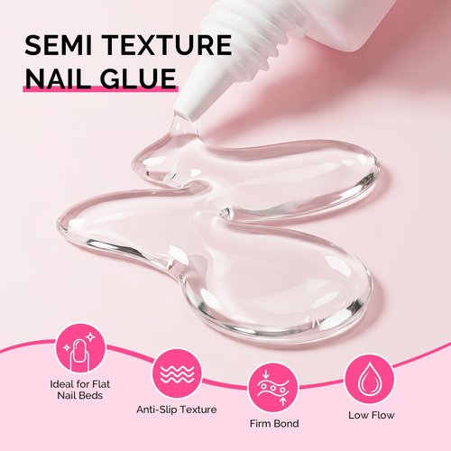 MelodySusie Super Strong Nail Glue, Semi Solid Nail Glue Press On Nails, Quick Drying, No UV Lamp Needed, Long Lasting, Nail Glues DIY Home Salon Manicure 15ml