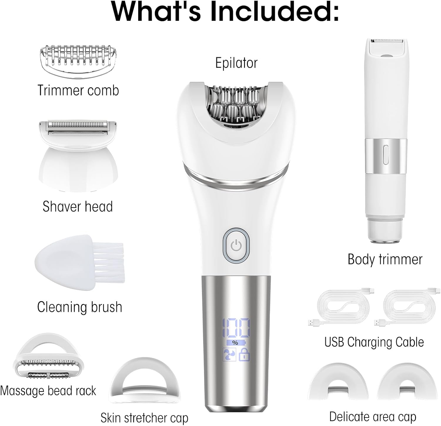 Zesuti Epilators - 2-in-1 Electric Hair Removal Razor for Women | Dual Head Bikini Trimmer & Facial Shaver