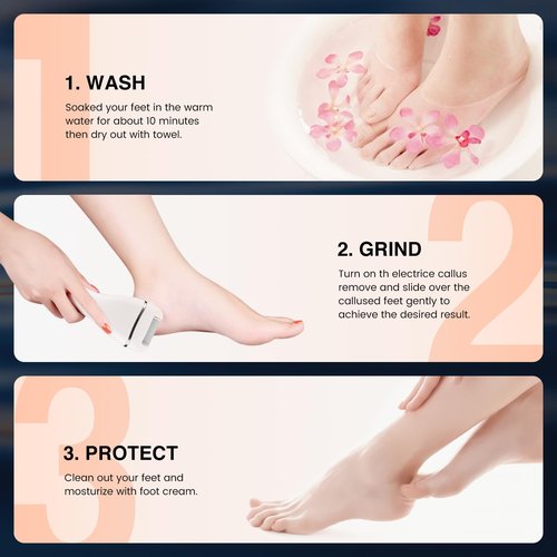 Electric Foot Callus Remover, Rechargeable Portable Electronic Foot File Pedicure Kit, Pedicure Tools for feet, 3 Roller Heads, 3 Speed, Battery Display for Remove Cracked Heels Calluses（BCM-1852）