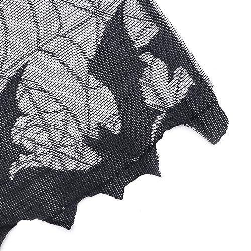 VALICLUD 2pcs Halloween Lace Window Curtain Spiderweb Bats Door Decor