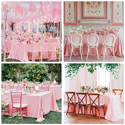 70x120 Pink Rectangle Tablecloth for 6ft Tables - Washable Polyester Pack of 4