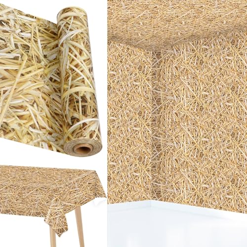 Farm Hay Tablecloth Roll 52x100 Ft Plastic Western Party Cover for Events
