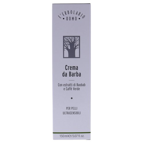 L'Erbolario Baobab and Green Coffee Shaving Cream - Non Foaming for More Razor Control - Emollient Action Prepares Your Skin for A Very Gentle and Easy Shave - Tones and Softens Your Skin - 5.07 Oz