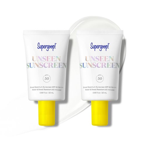 Supergoop! Unseen Sunscreen - SPF 50 - Clear & Invisible Face Sunscreen + Broad Spectrum + Makeup-Gripping Primer - Weightless, Scentless, Oil Free - For All Skin Types & Tones - 0.68 fl oz, 2 Pack