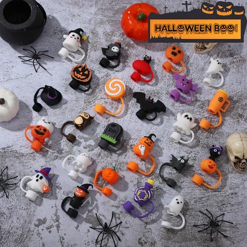 10mm Halloween Straw Cover Caps - Pack of 24 Compatible with Stanley
