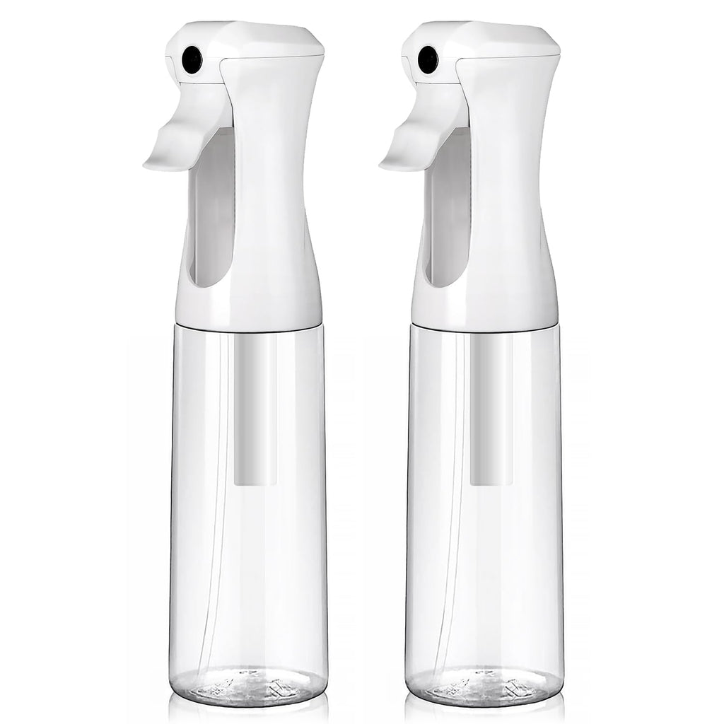 VIGOR PATH Continuous Spray Bottle for Hair – Fine Mist Mister for Hairstyling, Cleaning, Plants, Pets, Barbers, Salons, and Essential Oil Applications (300ml/10 oz) Clear 2 Pack