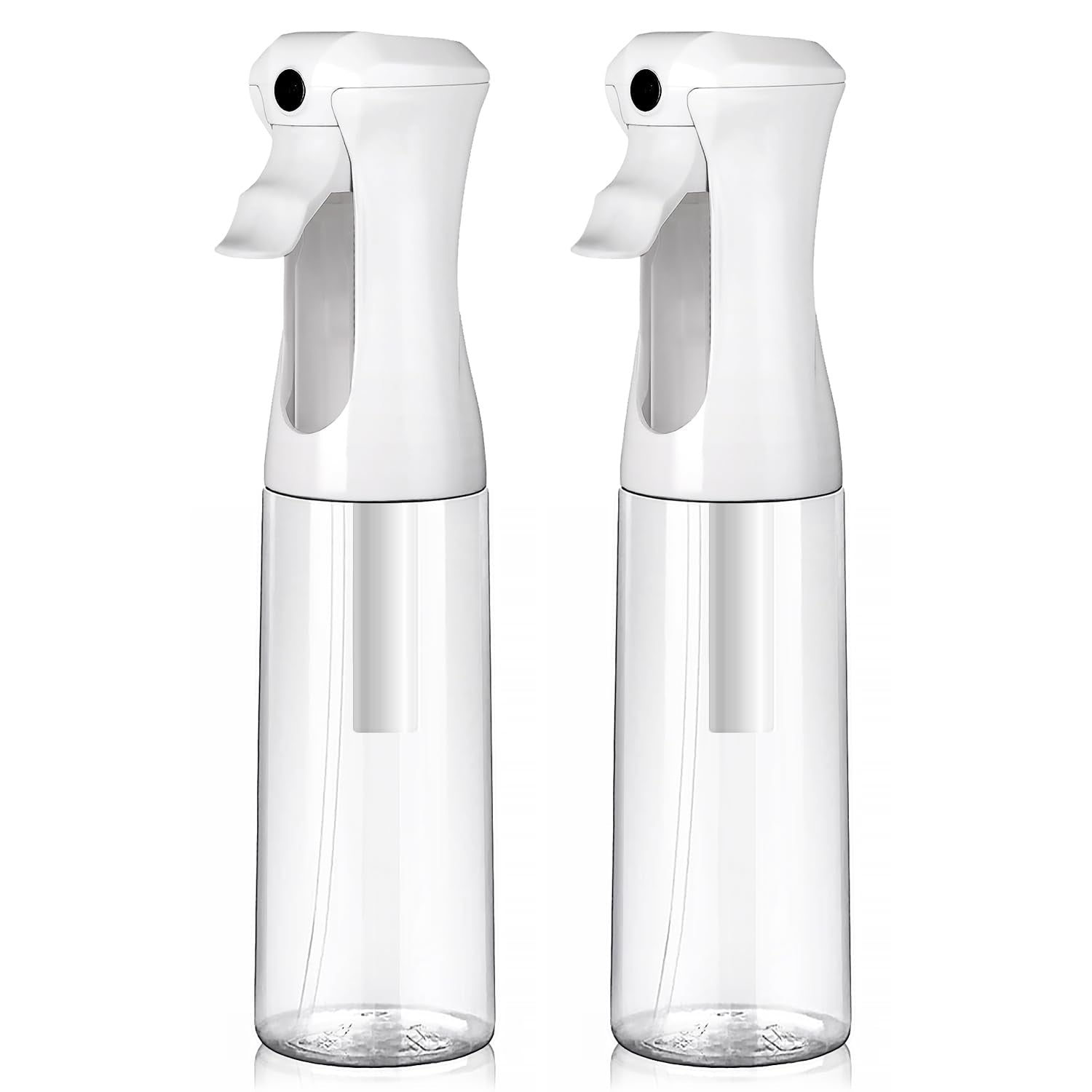 VIGOR PATH Continuous Spray Bottle for Hair – Fine Mist Mister for Hairstyling, Cleaning, Plants, Pets, Barbers, Salons, and Essential Oil Applications (300ml/10 oz) Clear 2 Pack