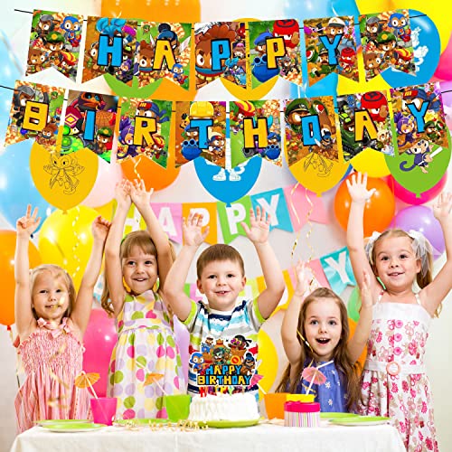 Bloons TD 6 Birthday Party Decorations Set with Banner Balloons & Cake Toppers