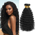 BilltiiWW Deep Wave Bundles Natural Black 8 10 12 Inch Brazilian Loose Deep Bundles Human Hair Soft and Silky for Women