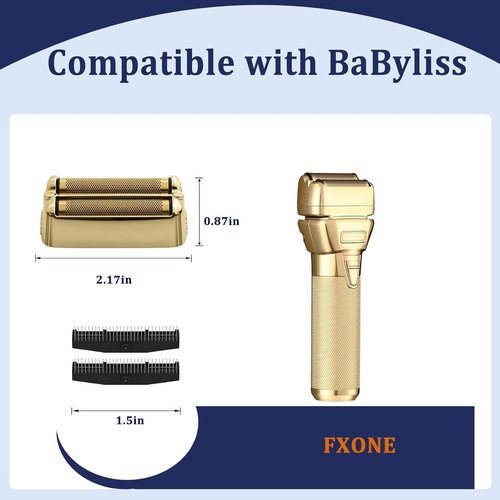 BaBylissPro Professional Black Shaver Replacement Foil & Cutters - Compatible with FXONE Shaver (Gold)