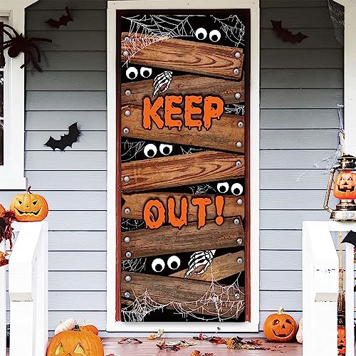 Halloween Door Cover Large Fabric Decor for Front Door & Porch - Spooky Party Sign