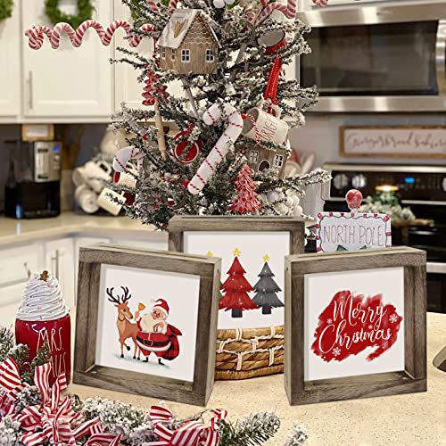 Rustic Wood Farmhouse Seasonal Signs Set - Interchangeable Sayings with 3 Frames