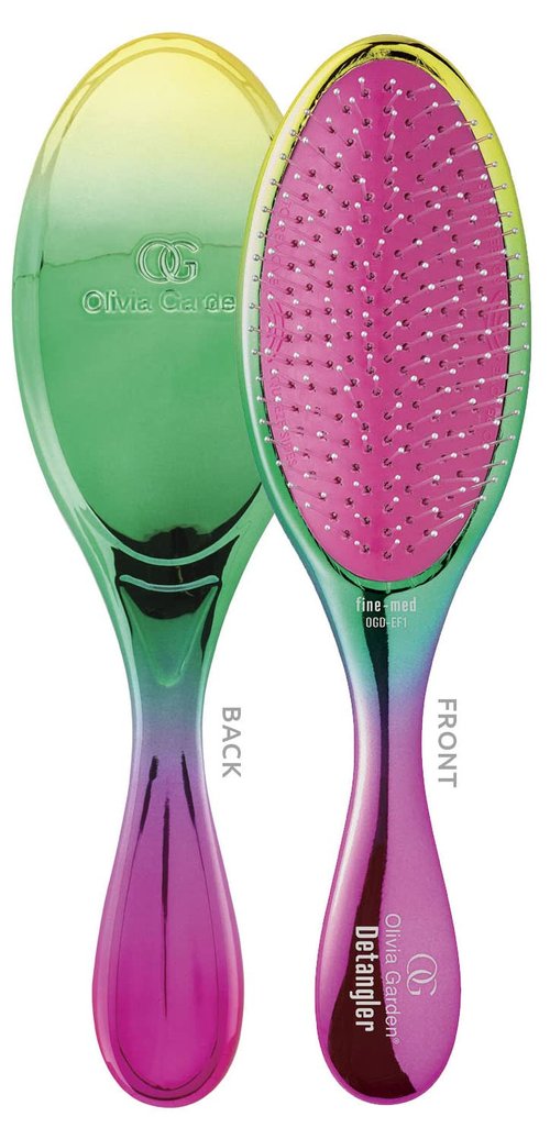 Olivia Garden Aurora Detangler Brush - Effortlessly Detangles Wet & Dry Fine to Medium Hair - Rainbow Color