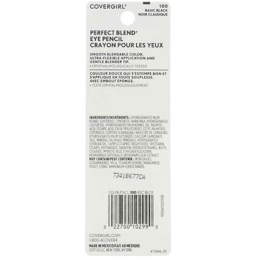 CoverGirl Perfect Blend Eye Pencil, Basic Black [100], 0.03 oz (Pack of 6)